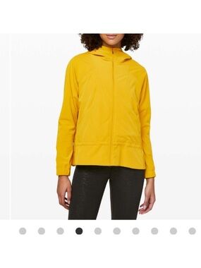 Lululemon Honeycomb Yellow Water-resistant Running Jacket with Hood
